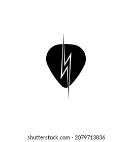 Pick Fast logo design. Combination Picks Guitar and lighting. Vector illustration