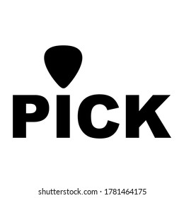 Pick guitar silhouette logo text eps.10