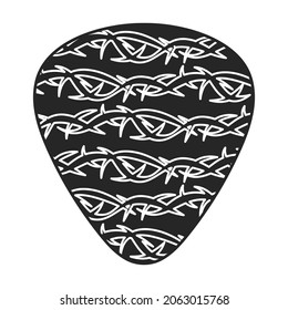 Pick guitar vector black icon. Vector illustration plectrum on white background. Isolated black illustration icon of pick guitar.