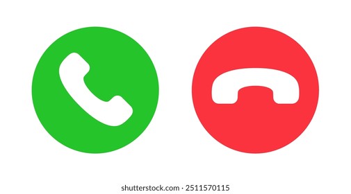 pick up and hang up call button icon vector. accept and decline
