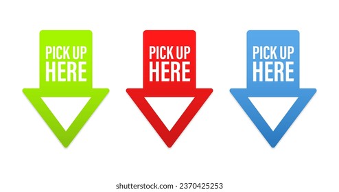 Pick up here with an arrow sign design vector template. Vector illustration