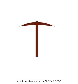 Pick ice axe. Vector icon brown
