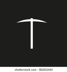 Pick ice axe. Vector icon white
