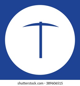 Pick ice axe. Vector icon blue and white
