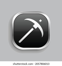 pick icon design. Glossy Button style rounded rectangle isolated on gray background.. Vector illustration