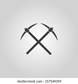 The pick icon. Pickax symbol. Flat Vector illustration