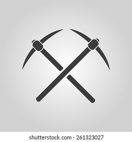 The pick icon. Pickax symbol. Flat Vector illustration