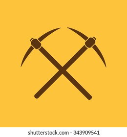 The pick icon. Pickax symbol. Flat Vector illustration