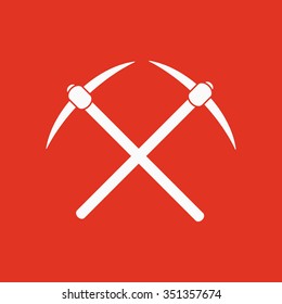 The pick icon. Pickax symbol. Flat Vector illustration