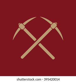 The pick icon. Pickax symbol. Flat Vector illustration