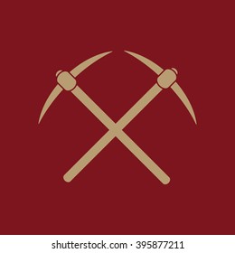 The pick icon. Pickax symbol. Flat Vector illustration