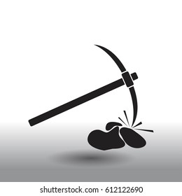The pick icon. Pickax symbol. Flat Vector illustration