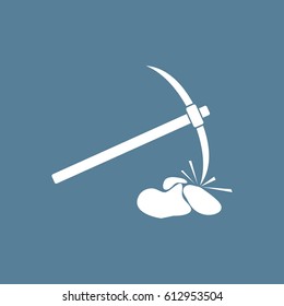 The pick icon. Pickax symbol. Flat Vector illustration