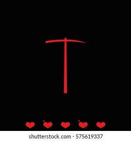 The pick icon. Pickaxe flat symbol.