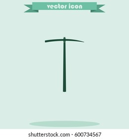 The pick icon. Pickaxe flat symbol.