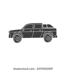 Pick up Icon Silhouette Illustration. Vehicles Vector Graphic Pictogram Symbol Clip Art. Doodle Sketch Black Sign.