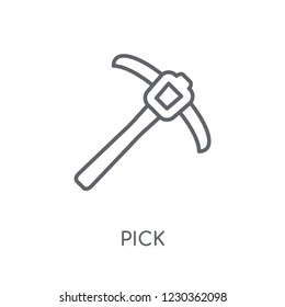 Pick linear icon. Modern outline Pick logo concept on white background from Industry collection. Suitable for use on web apps, mobile apps and print media.