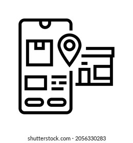 pick up location delivery line icon vector. pick up location delivery sign. isolated contour symbol black illustration