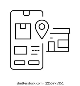 Abholort-Lieferlinie Symbol Vektorgrafik. Abholort-Lieferzeichen. isoliertes Kontursymbol