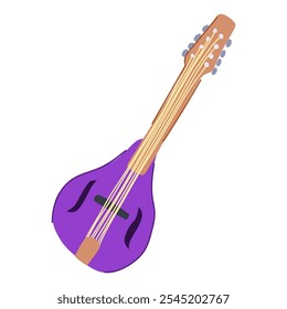 Dibujos animados de la mandolina de la selección. rasgueo de diapasón, resonancia de sonido, armonía tradicional pick mandolin sign. símbolo aislado Ilustración vectorial