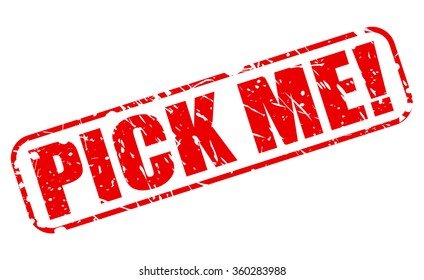 PICK ME red stamp text on white