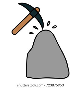 pick mine tool with stone