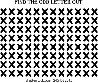 Pick the odd letter out of X (different image) in black font with white background