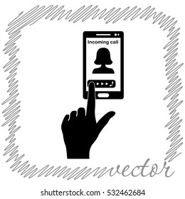 Pick up the phone  black  vector icon