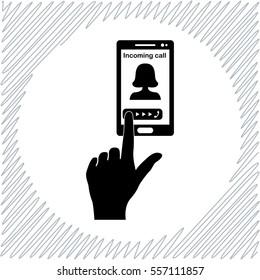 Pick up the phone vector icon - black  illustration