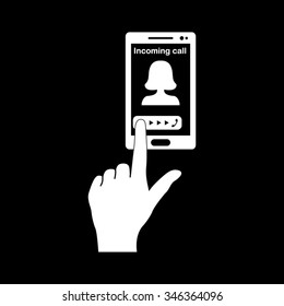 pick up the phone vector icon isolated on black