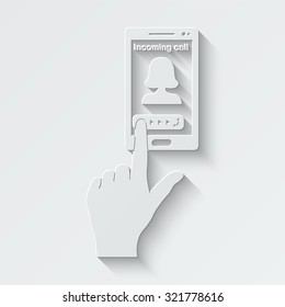 pick up the phone vector icon - paper illustration