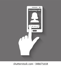 pick up the phone vector icon with shadow