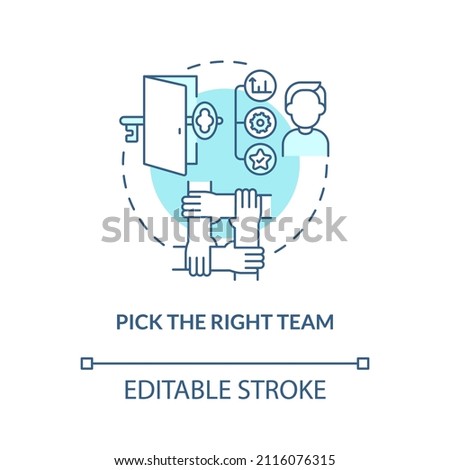 Pick right team turquoise concept icon. Escape room strategy abstract idea thin line illustration. Team bonding activity. Isolated outline drawing. Editable stroke. Arial, Myriad Pro-Bold fonts used