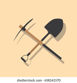 Pick and shovel icon, vector illustration design. Tools collection.