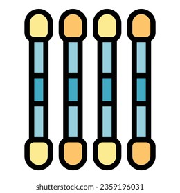 Pick swab icon outline vector. Cotton ear. Plastic stick color flat