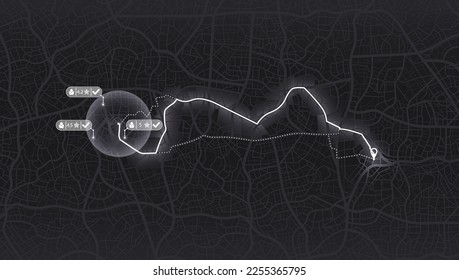 Pick up taxi. Gps map navigation to own house. Detailed view of city. Passenger location sharing for driver. City top view. Online navigation. Flat style, Vector, illustration isolated.