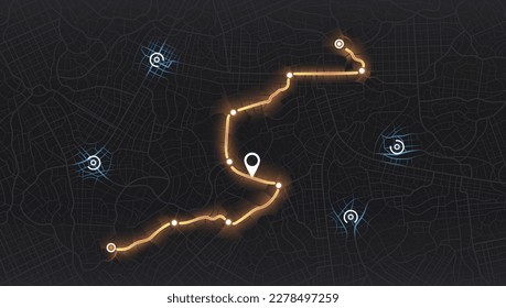 Pick up taxi. Gps map navigation to own house. Detailed view of city. Passenger location sharing for driver. City top view. Online navigation. Flat style, Vector, illustration isolated.