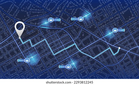 Recoge un taxi. Gps mapea la navegación a casa propia. Vista detallada de la ciudad. Distribución de la ubicación del pasajero para el conductor. Vista superior de la ciudad. Navegación en línea. Estilo plano, vector, ilustración aislada.