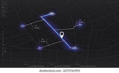 Pick up taxi. Isometric. Gps map navigation to own house. Detailed view of city. Passenger location sharing for driver. City top view. Online navigation. Flat style, Vector, illustration isolated.