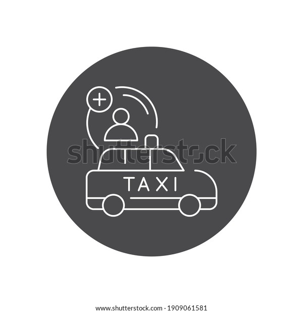 Pick up travel companion black glyph icon. Online\
mobile application order taxi service. Pictogram for web, mobile\
app, promo.