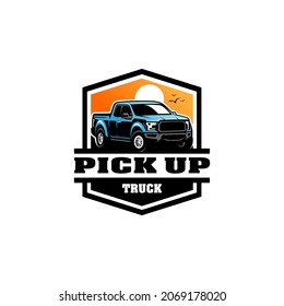 pick up truck adventure logo design isolated