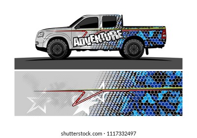 pick up truck and car decal design vector. abstract background livery for vehicle vinyl wrap