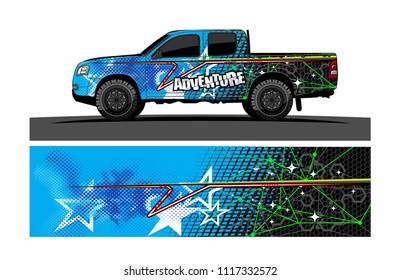 pick up truck and car decal design vector. abstract background livery for vehicle vinyl wrap