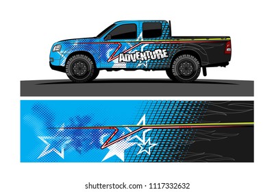 pick up truck and car decal design vector. abstract background livery for vehicle vinyl wrap