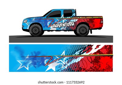 pick up truck and car decal design vector. abstract background livery for vehicle vinyl wrap