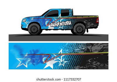 pick up truck and car decal design vector. abstract background livery for vehicle vinyl wrap