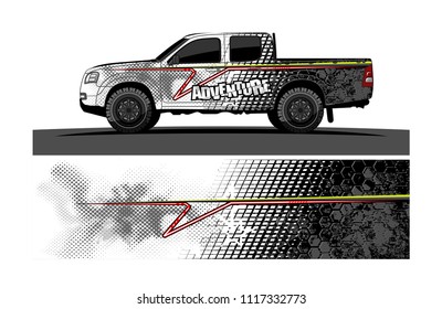 pick up truck and car decal design vector. abstract background livery for vehicle vinyl wrap