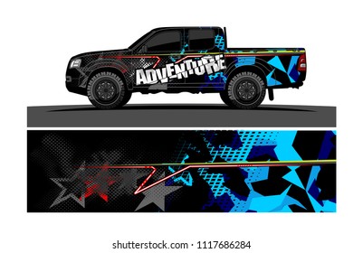 pick up truck and car decal design vector. abstract background livery for vehicle vinyl wrap