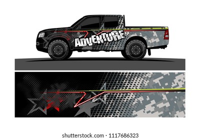 pick up truck and car decal design vector. abstract background livery for vehicle vinyl wrap