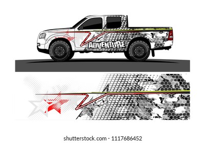 pick up truck and car decal design vector. abstract background livery for vehicle vinyl wrap